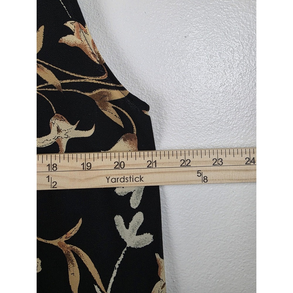 Maren Dress Womens Medium Black Floral Shift Midi‎ Sleeveless Slit Sides Y2K - Picture 4 of 11